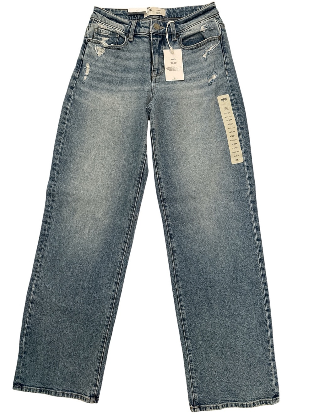 🔥NWT🔥 BKE Andi Mid Rise Wide Leg Distressed Jeans Size 26x34